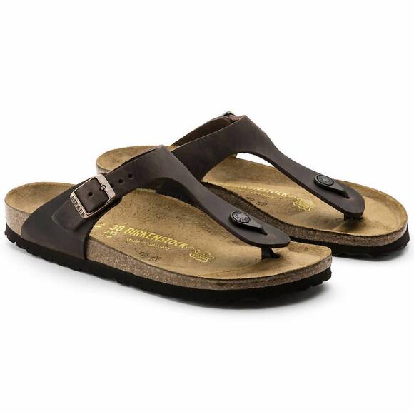 NEW BIRKENSTOCK women's gizeh oiled leather sandal in habana